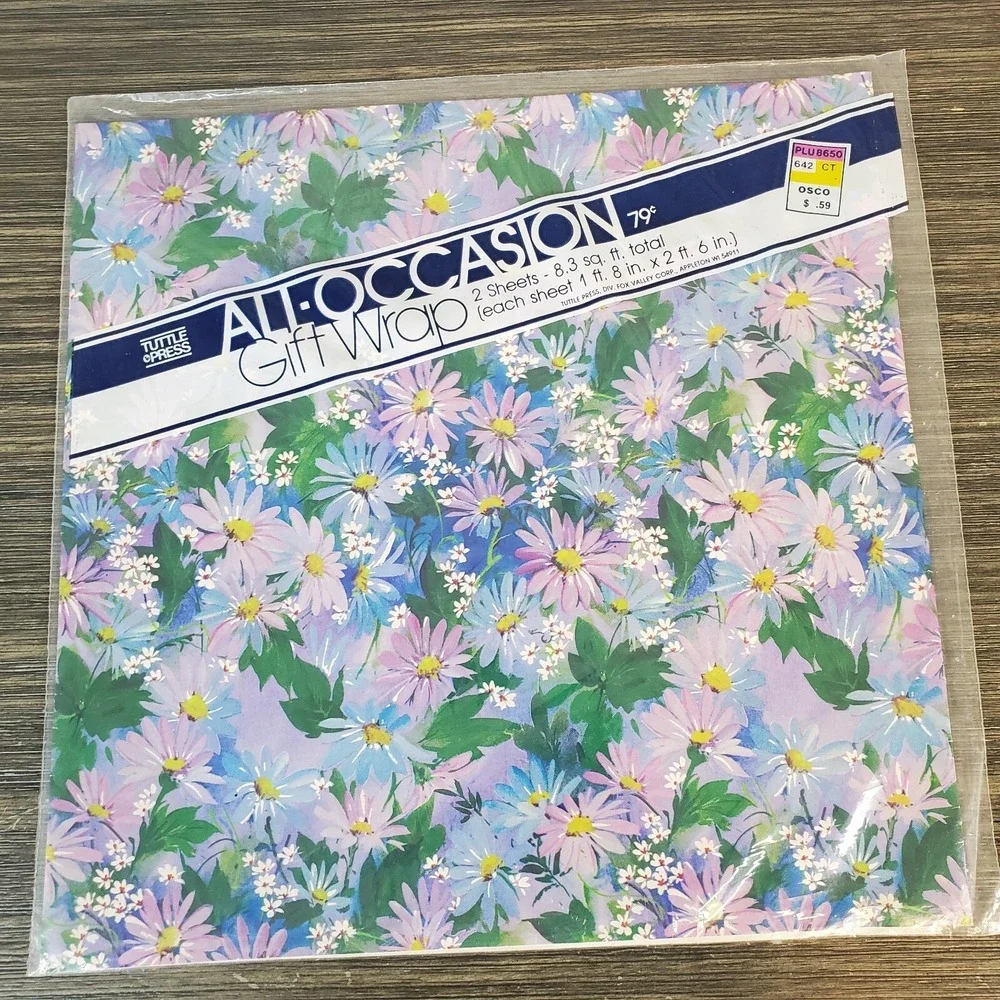 Vtg Turtle Press Gift Wrap - 4 Packs - 8 Sheets Total NOS Florals,‎ Bunny Garden